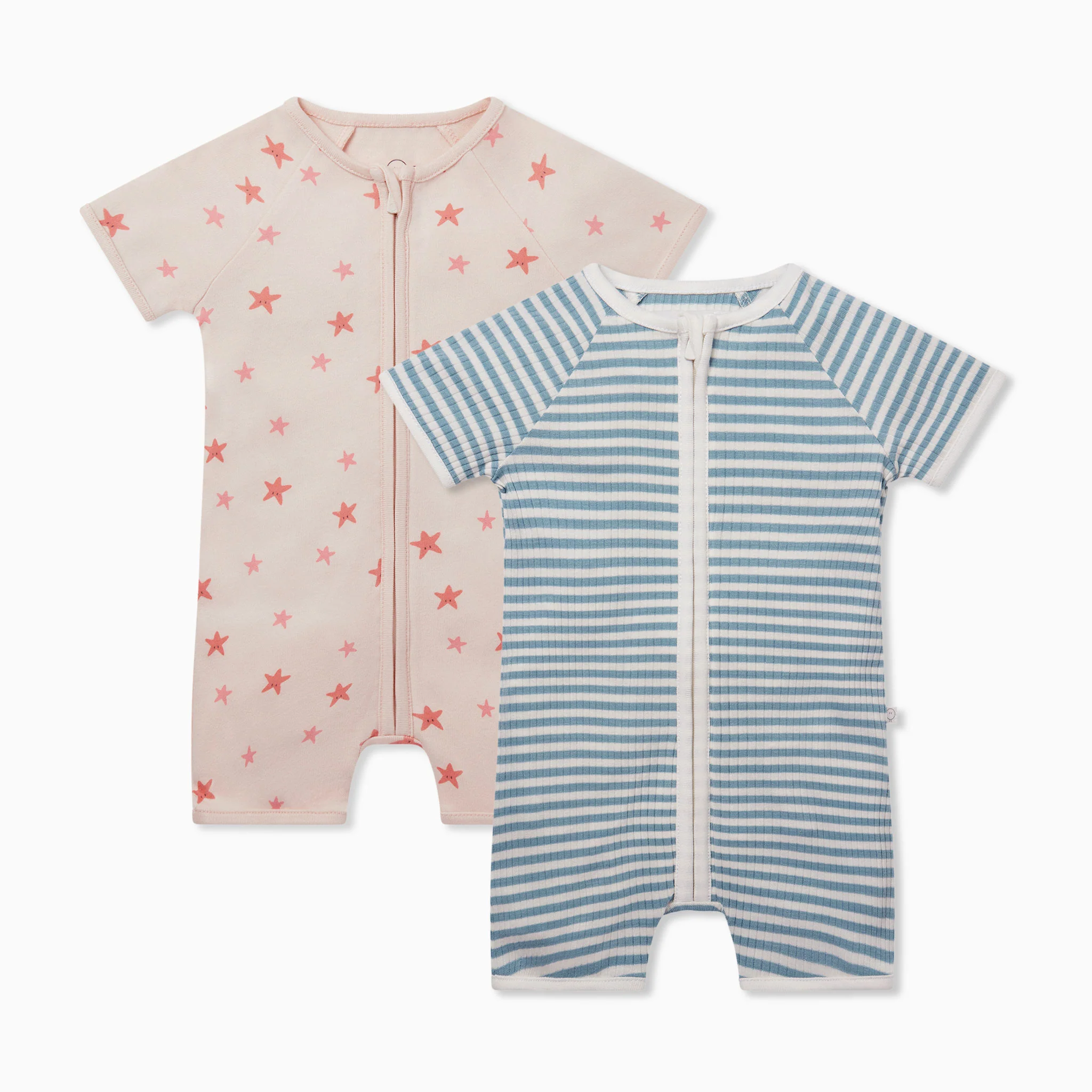 Stripe & Starfish Zip Summer Sleepsuit 2 Pack