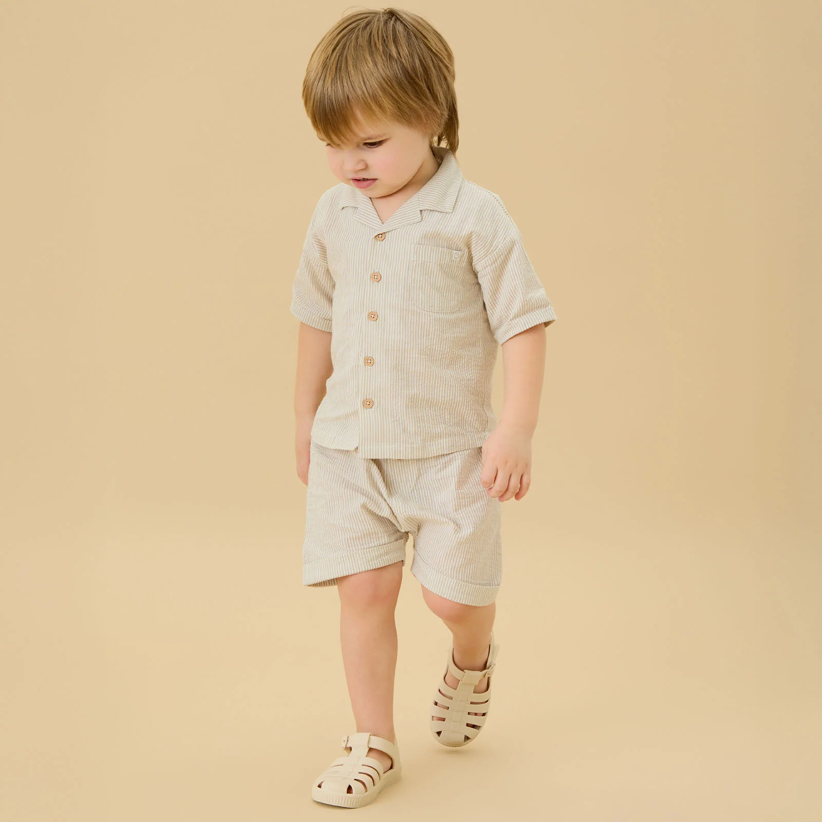 Striped Cotton Shirt & Shorts Outfit