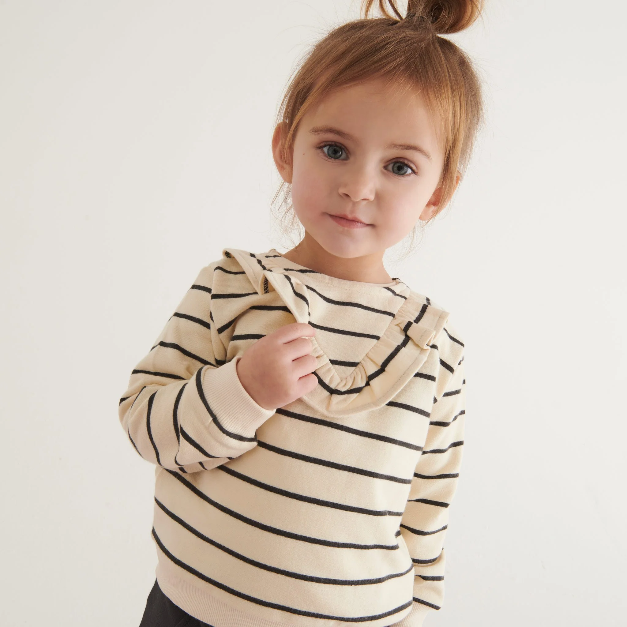 Striped Frilled Sweatshirt & Joggers Outfit - Image 2