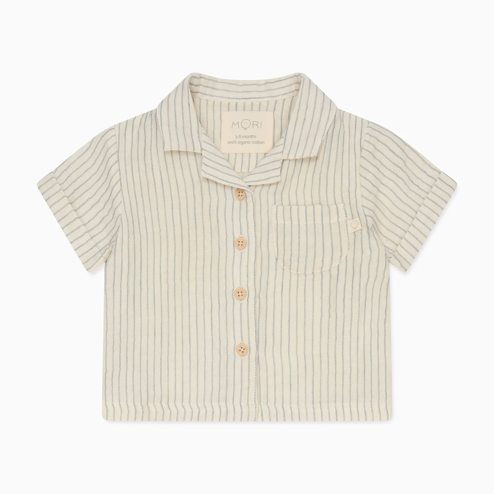 Striped Muslin Short Sleeve Shirt & Denim Shorts Set - Image 2