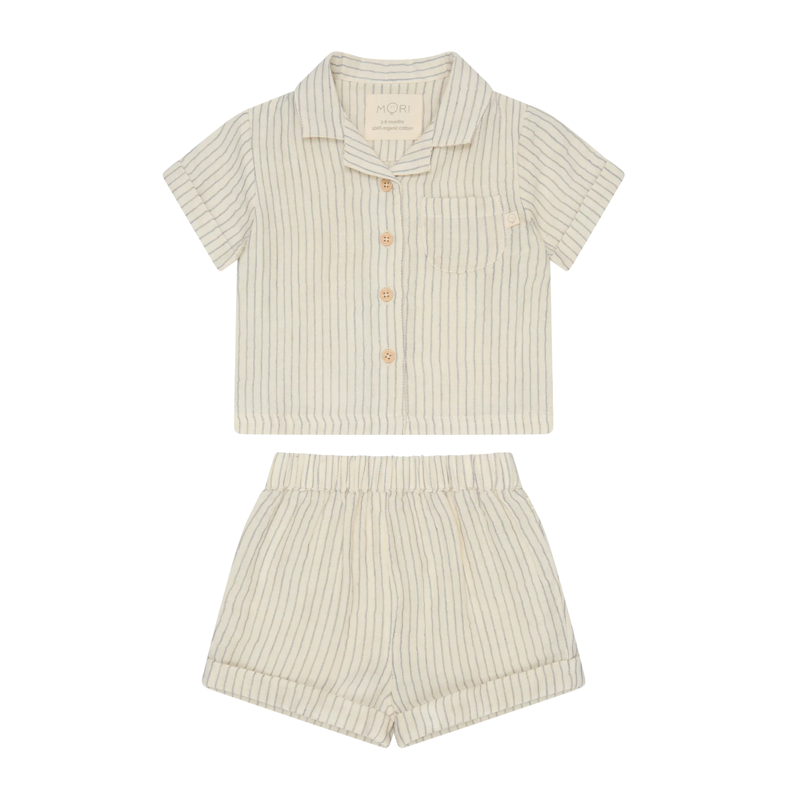 Striped Muslin Short Sleeve Shirt & Shorts Set - Image 2
