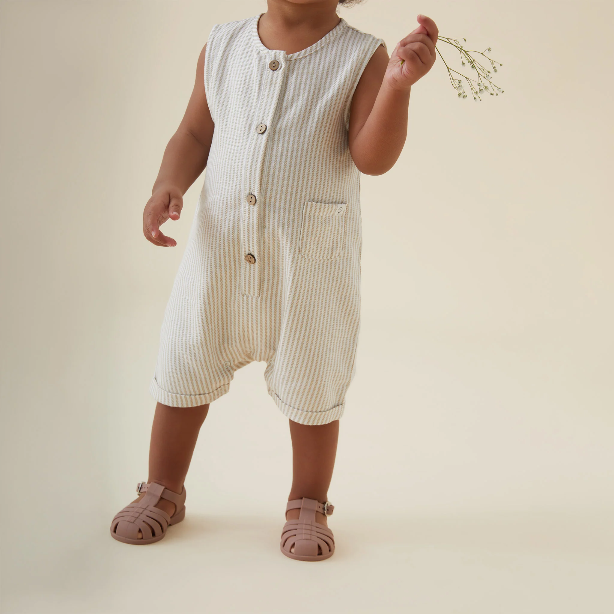 Striped Organic Cotton Beach Romper - Image 11