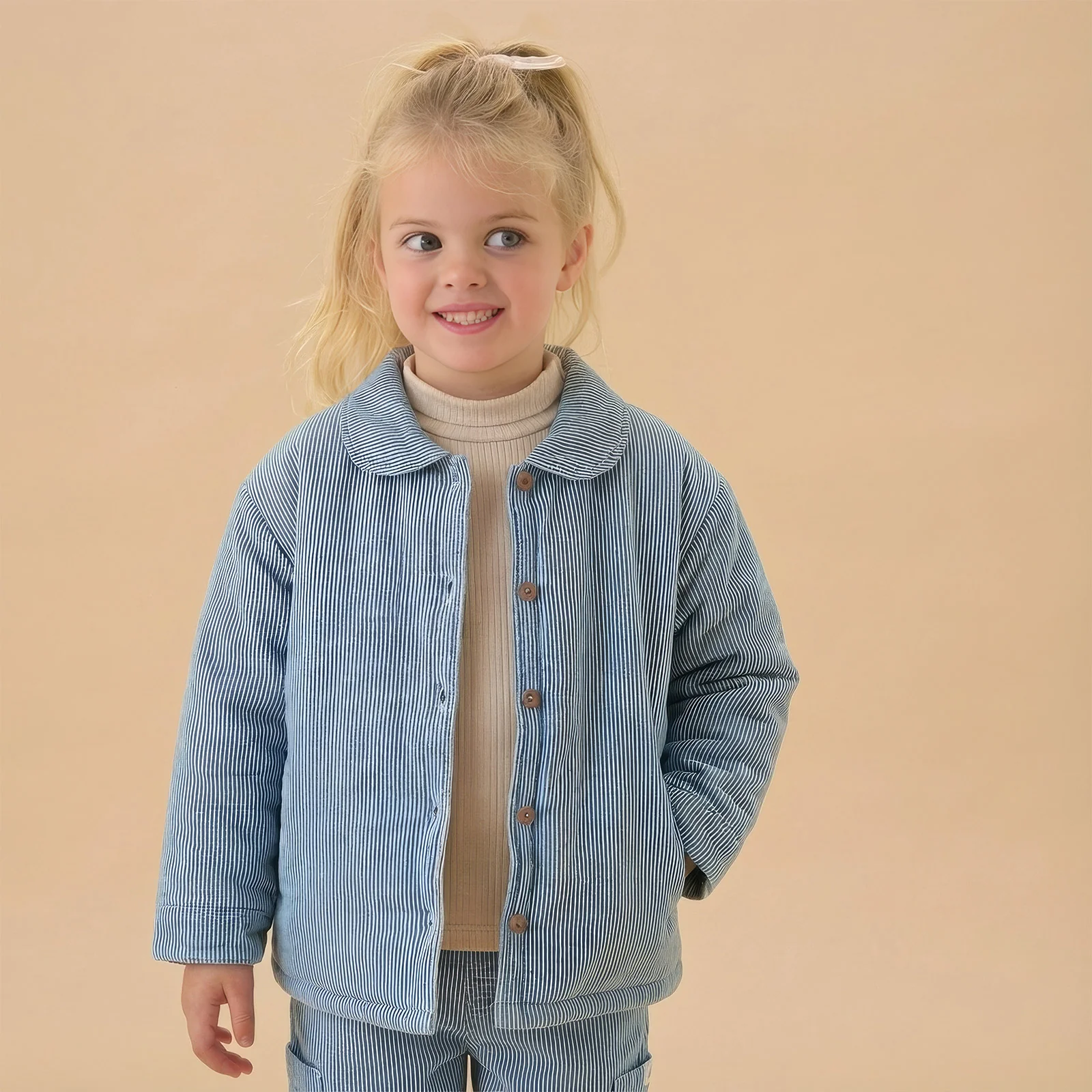 Striped Soft Padded Denim Jacket