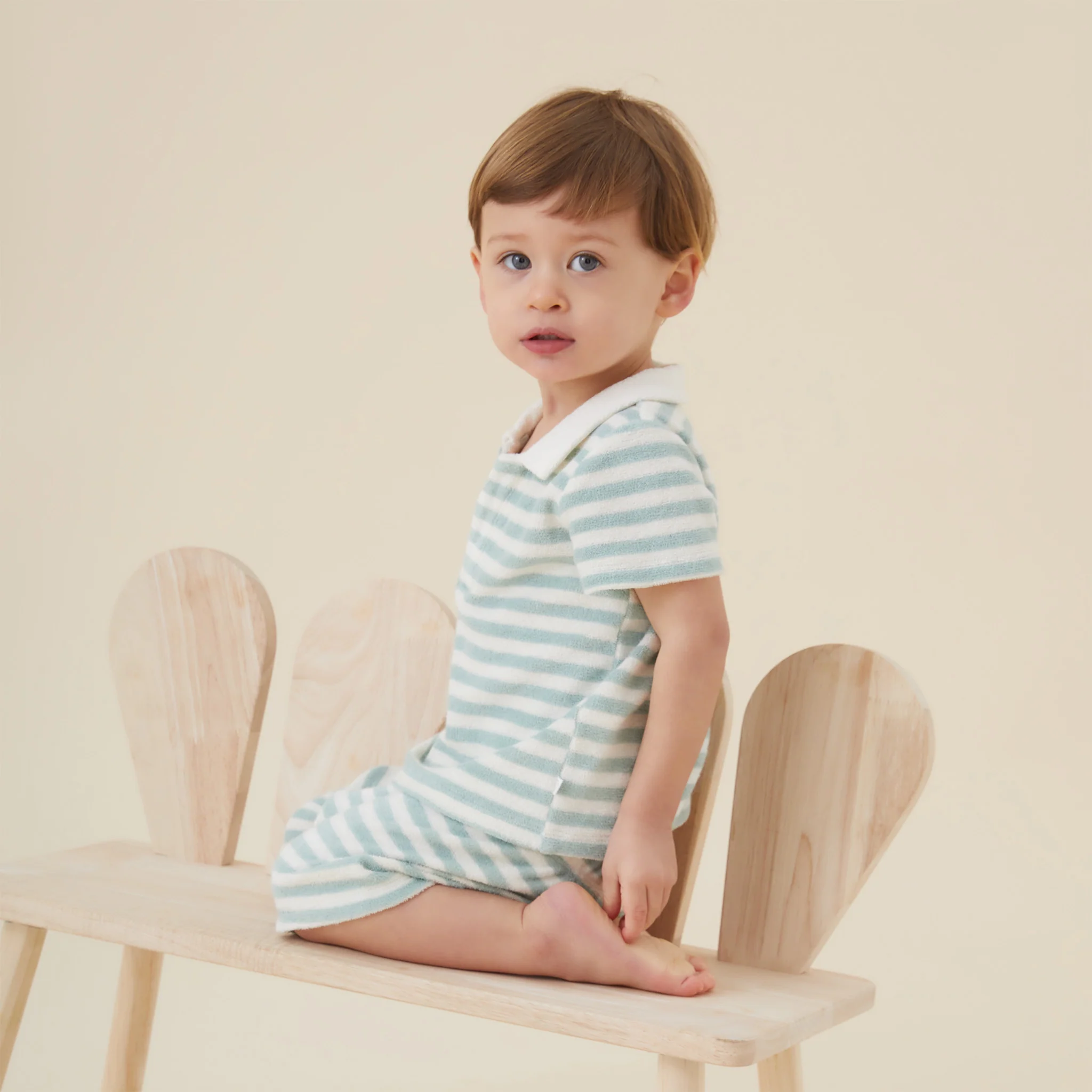 Striped Terry Towelling Polo Shirt - Image 3