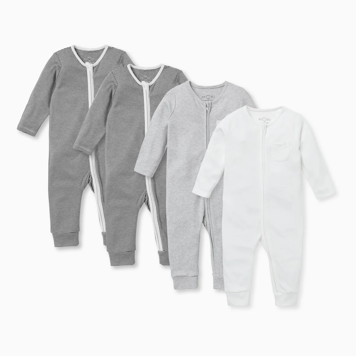 Stripey Zip-Up Sleepsuit 4 Pack - Image 2