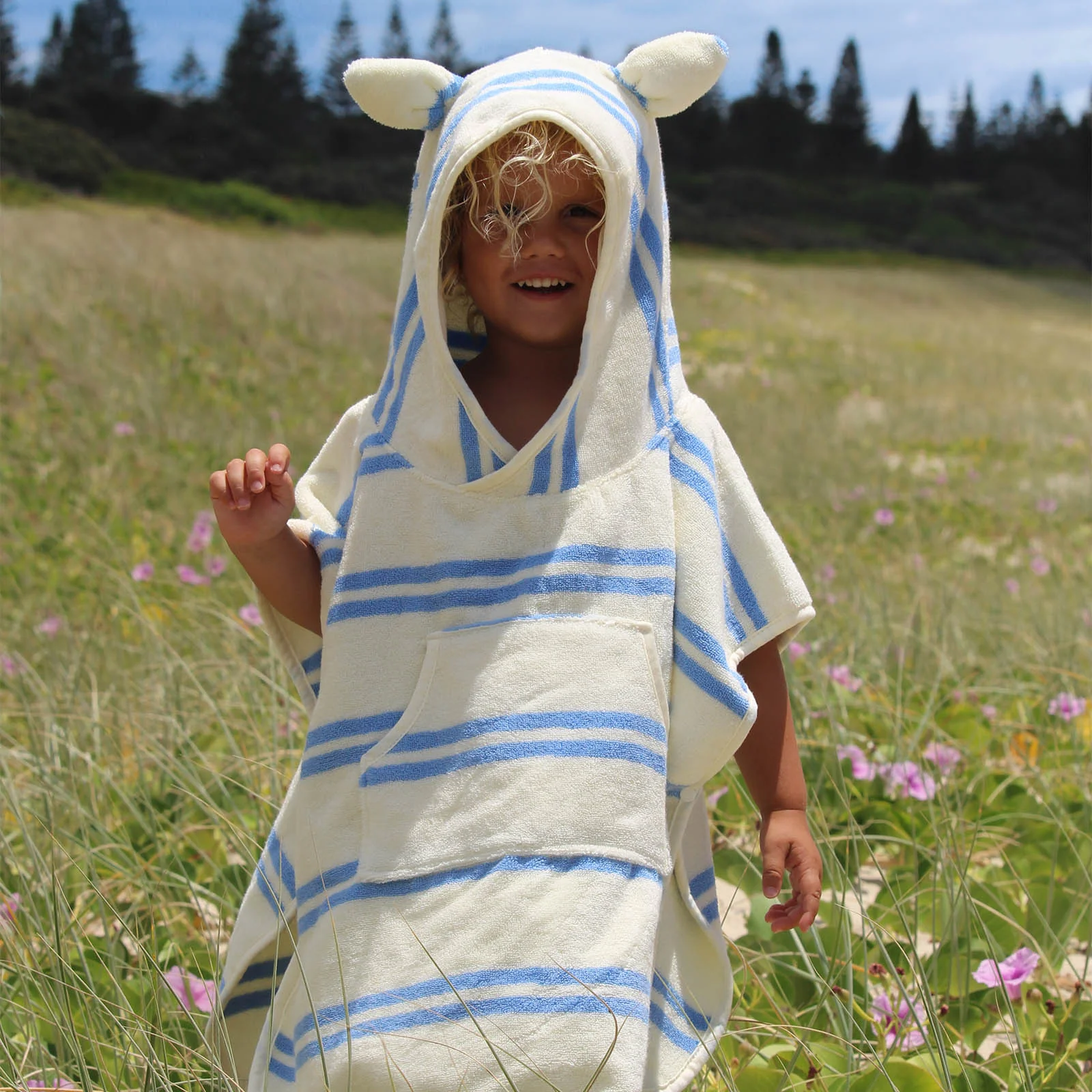 Sunnylife Kids Hooded Towel - Blue Stripe