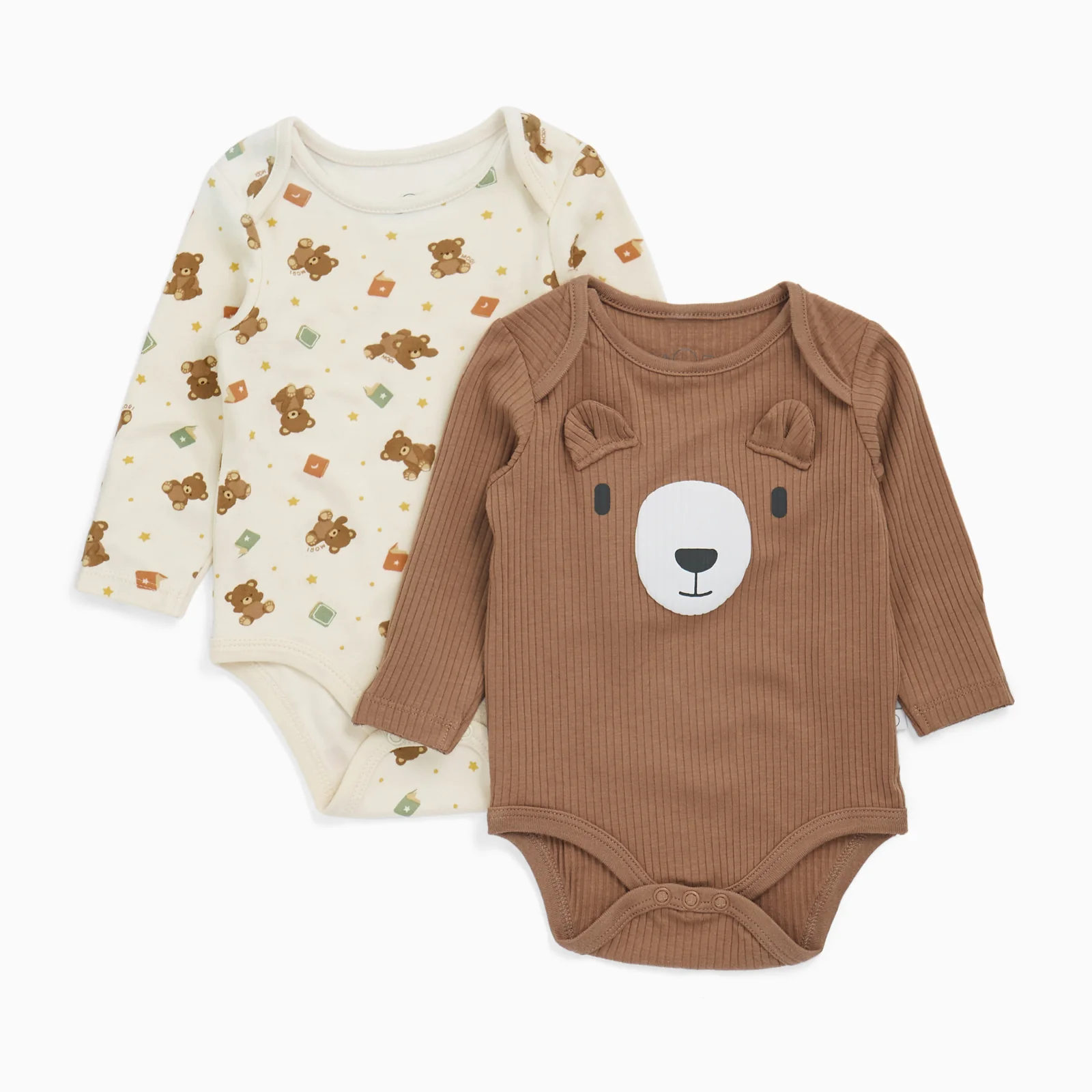 Teddy Bear & Ribbed Long Sleeve Bodysuit 2 Pack