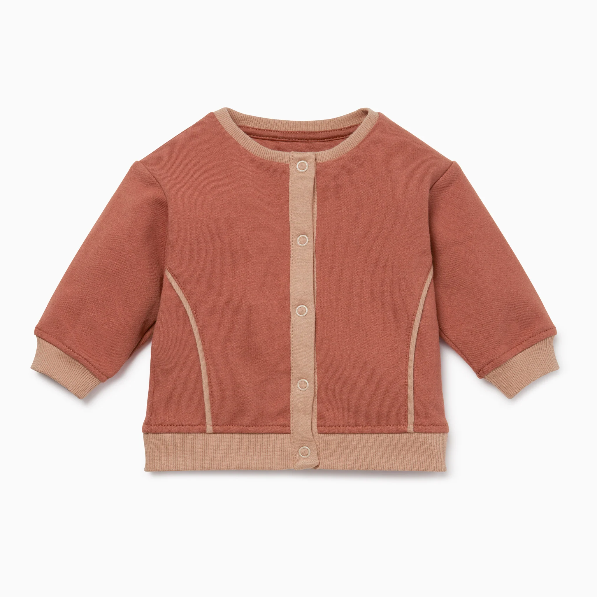 Caramel & Terracotta Dress, Ruffle T-Shirt & Cardigan Day Outfit - Image 5