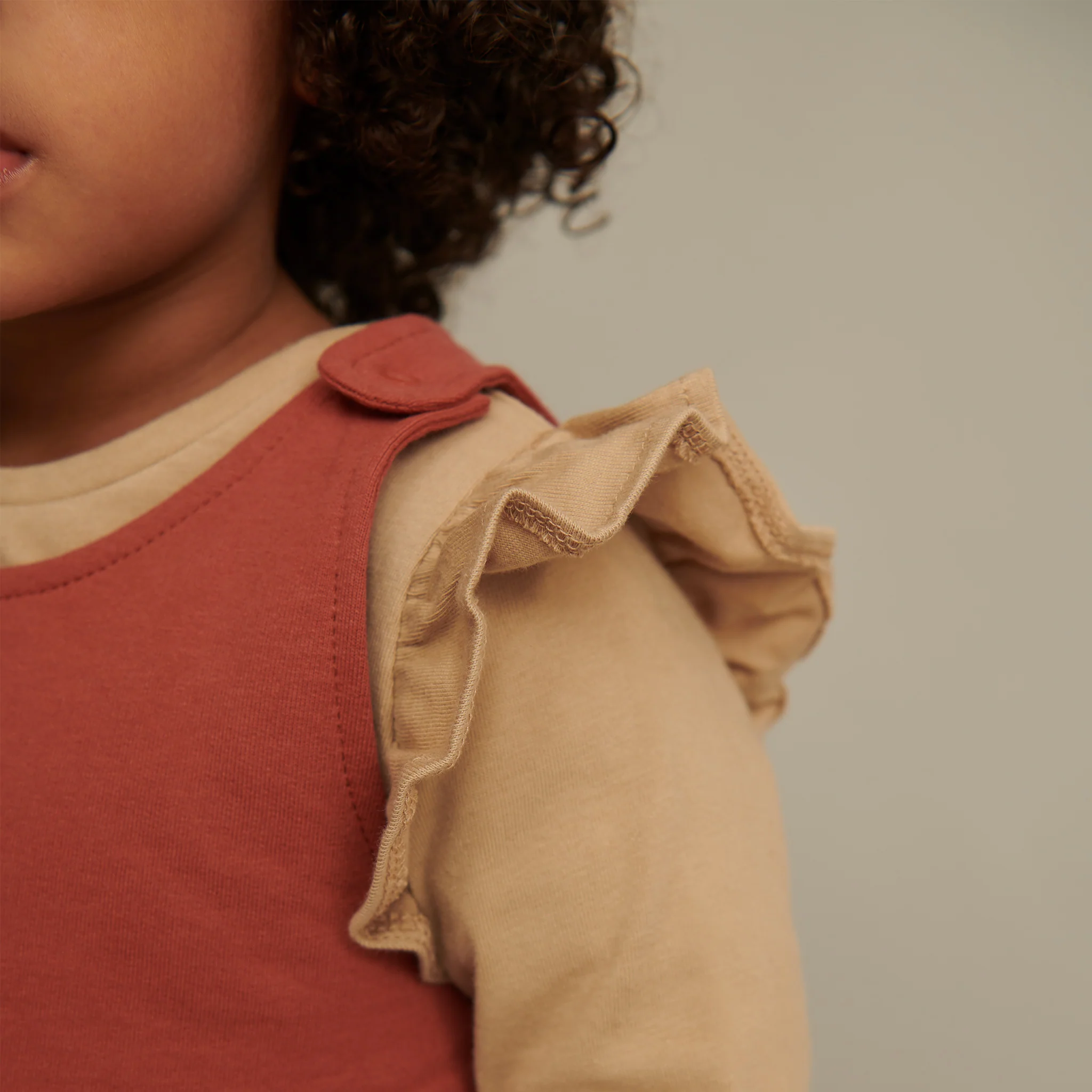 Caramel & Terracotta Dress, Ruffle T-Shirt & Cardigan Day Outfit - Image 8