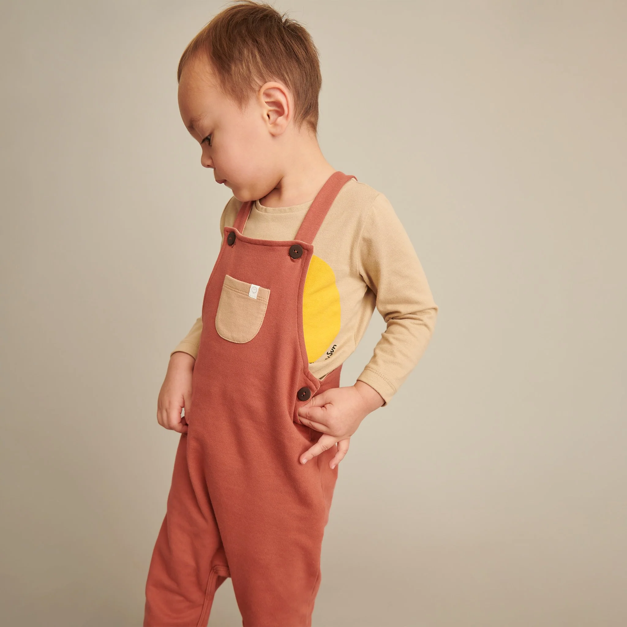 Caramel & Terracotta Dungarees and T-Shirt Set - Image 6