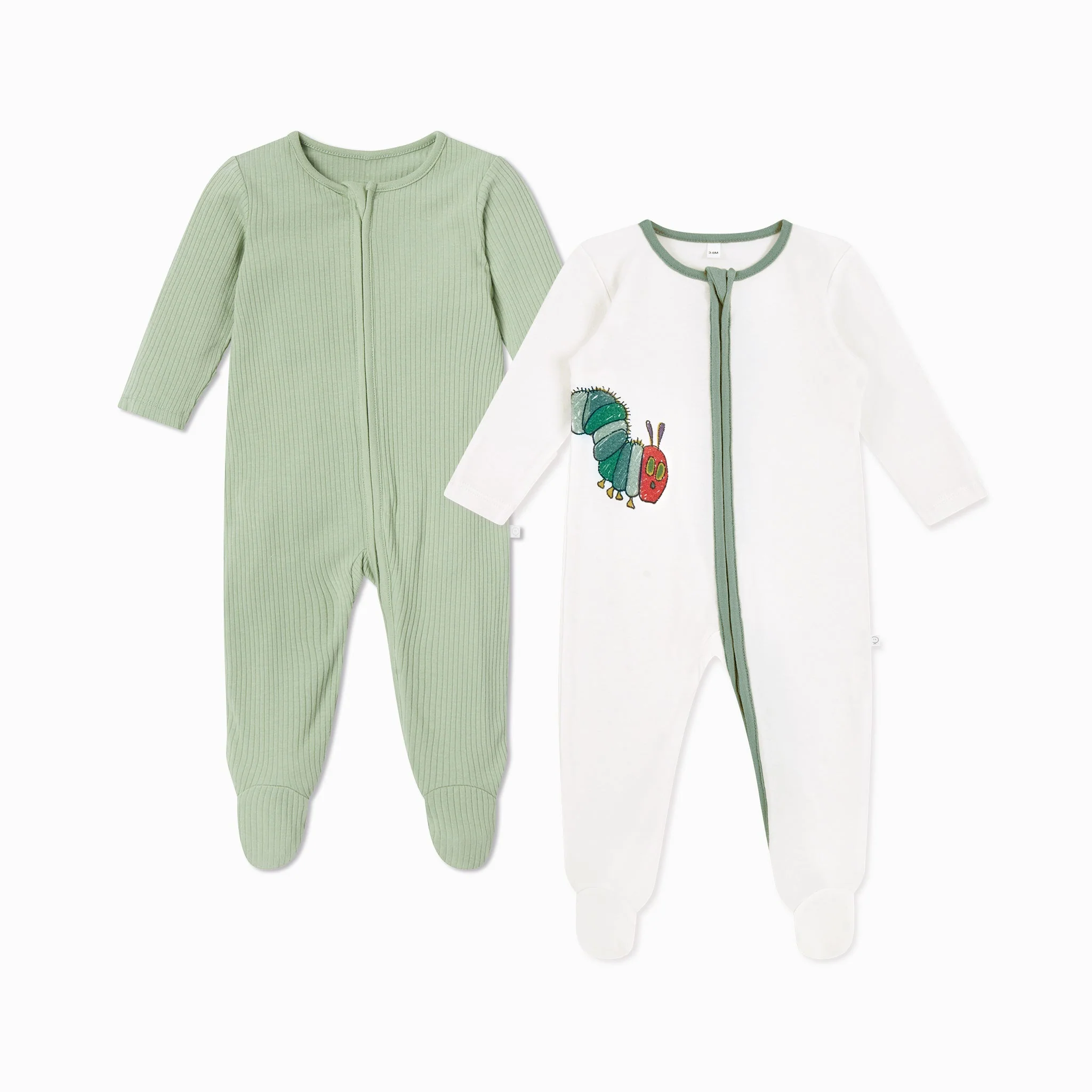 The Very Hungry Caterpillar & Ribbed Clever Zip Sleepsuit 2 Pack