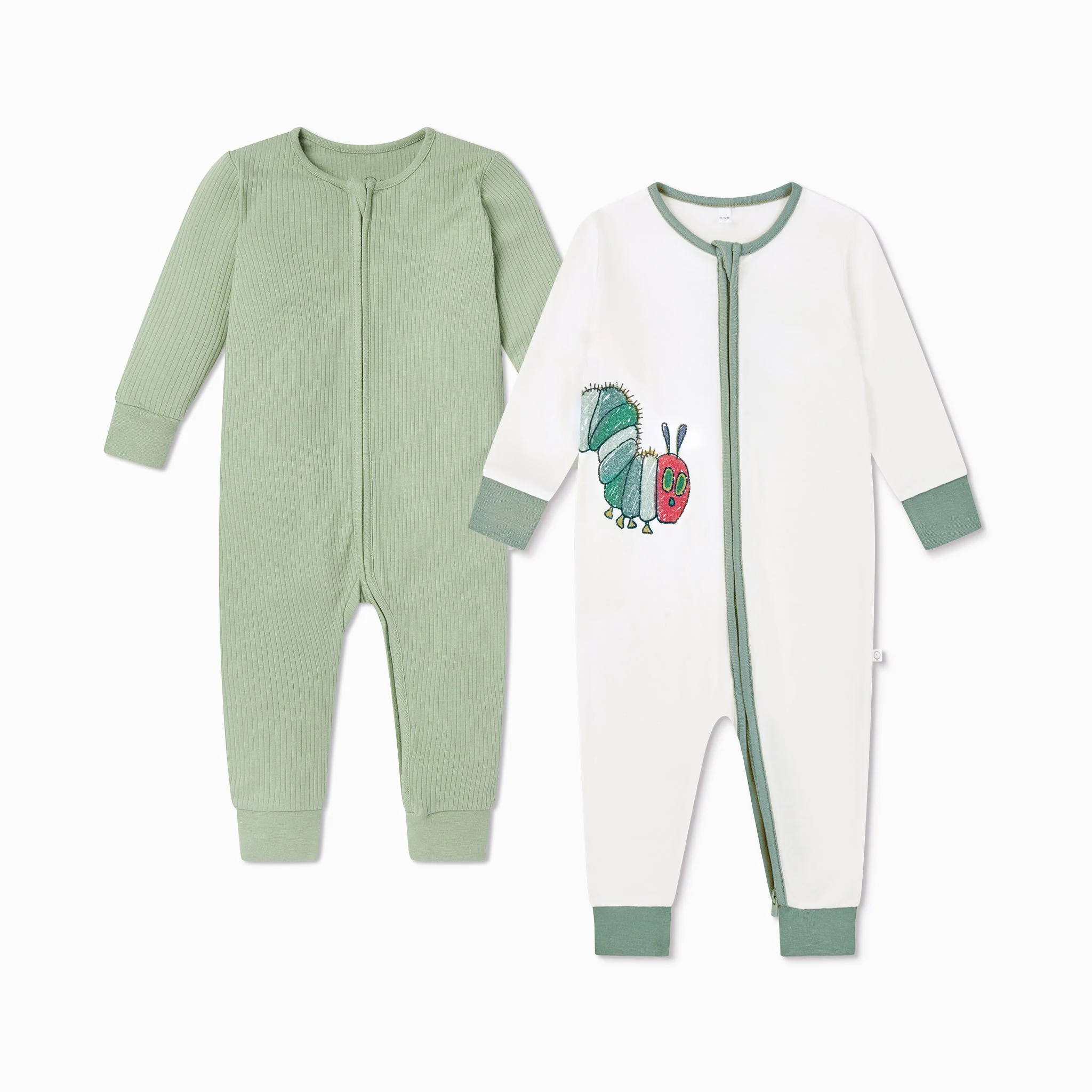 The Very Hungry Caterpillar & Ribbed Clever Zip Sleepsuit 2 Pack - Image 4