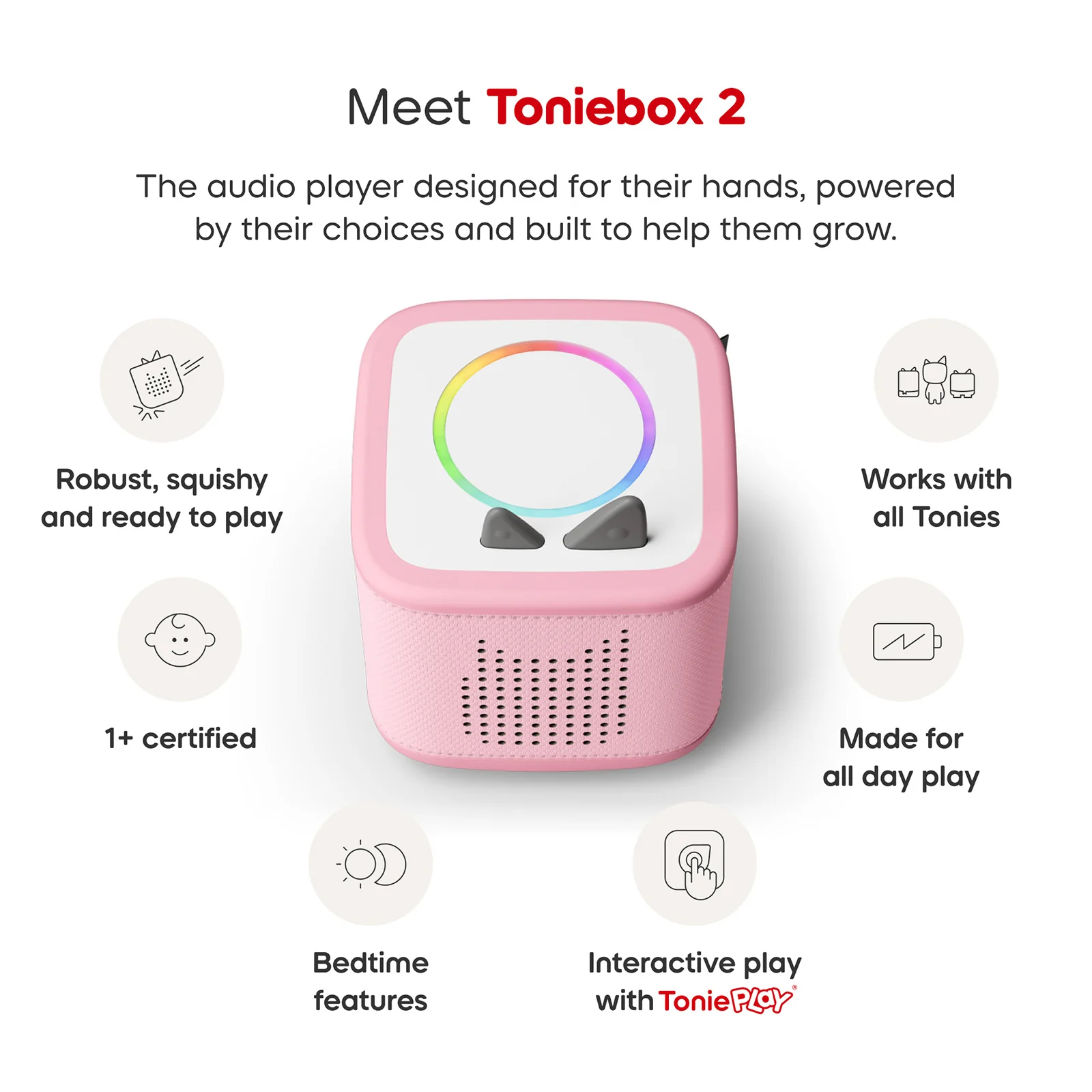 Tonies Toniebox 2 Starter Set with Creative Tonie - Cloud Pink - Image 3