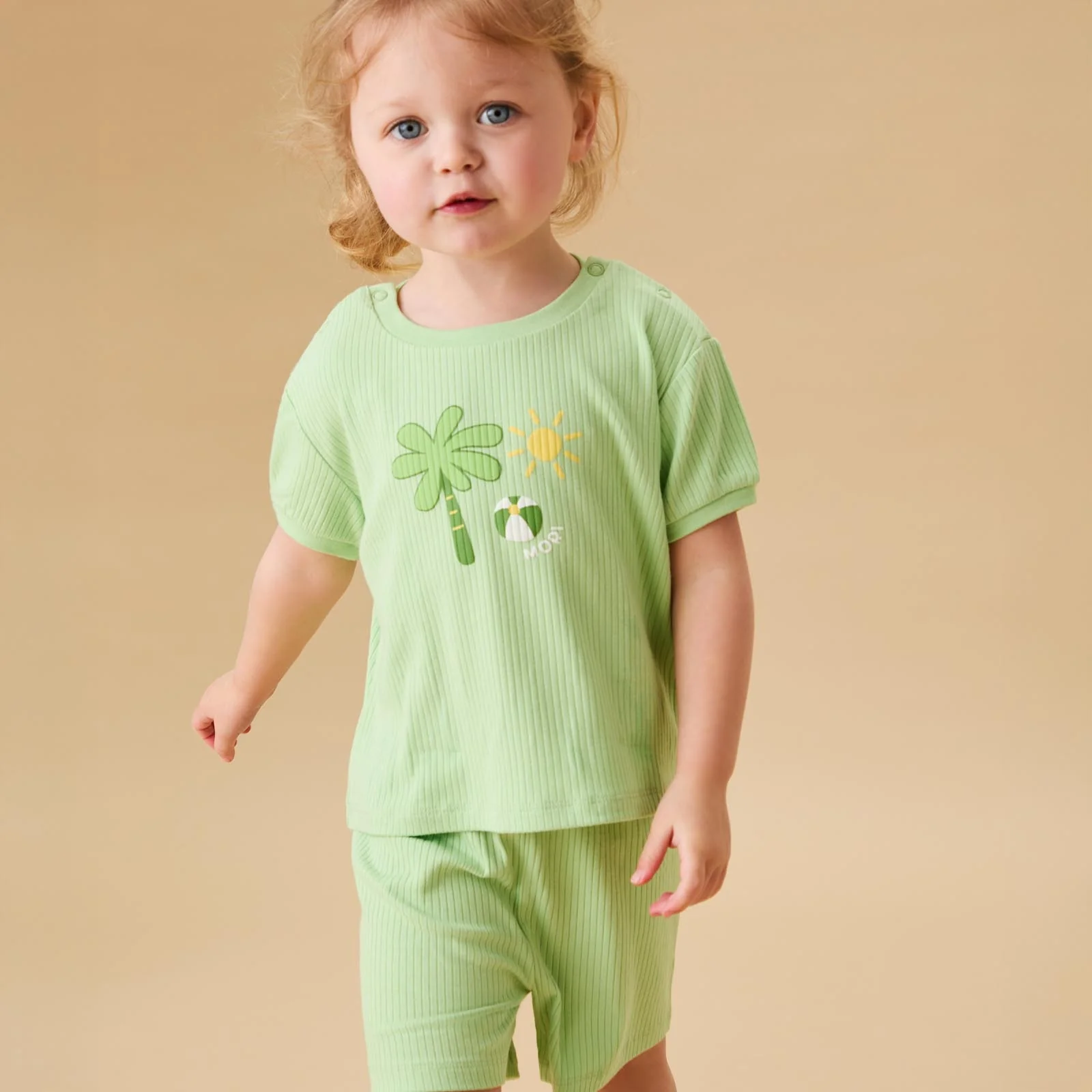 Tropical Ribbed T-Shirt & Shorts