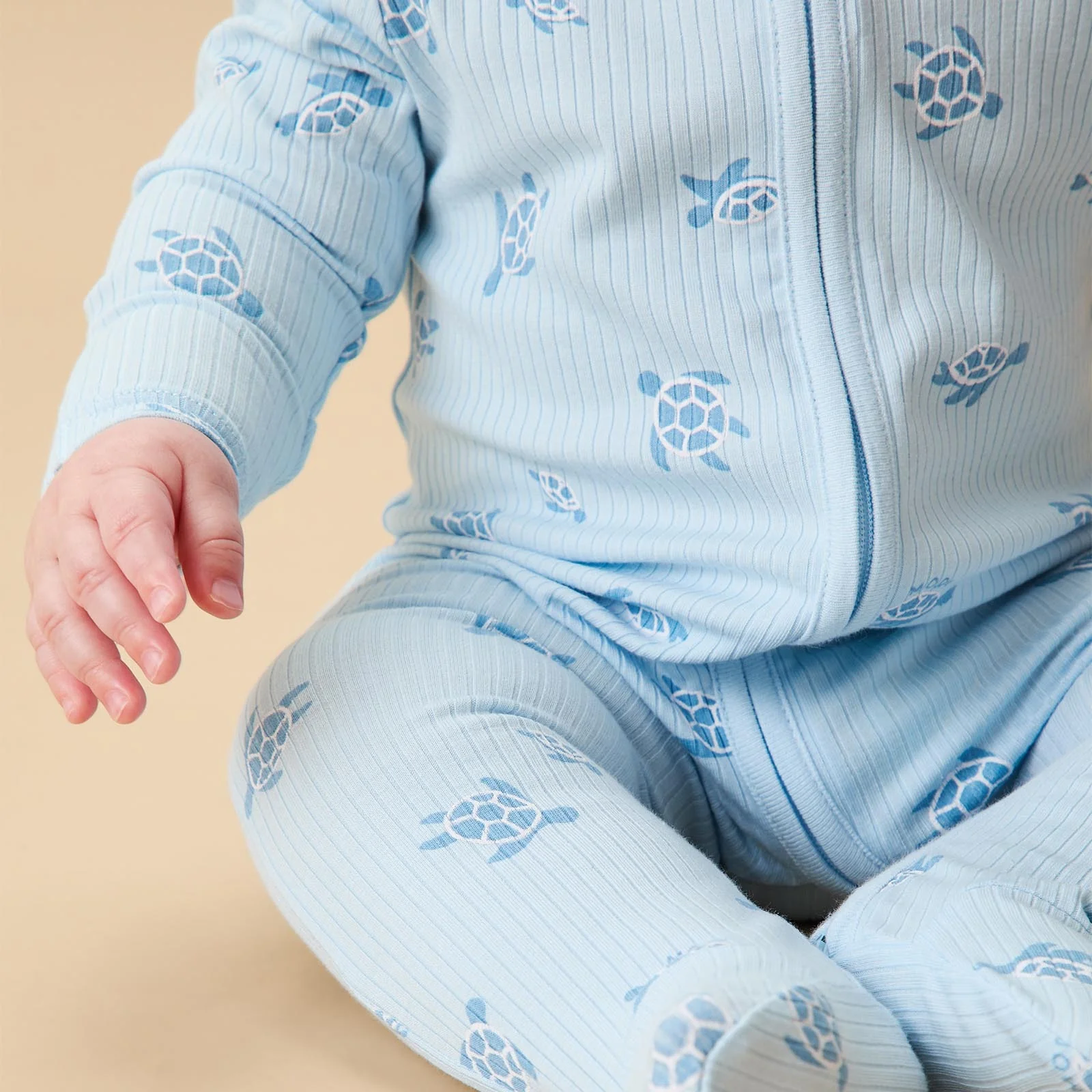 Turtles Ribbed Clever Zip Sleepsuit - Image 2