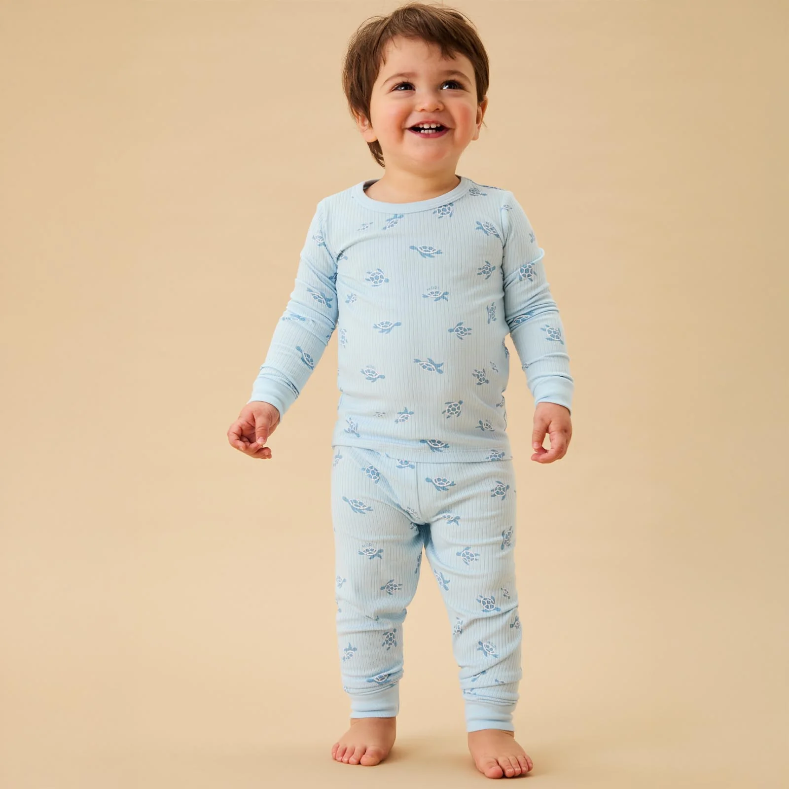 Turtles Ribbed Pyjamas & Little Fish Short Sleeve Pyjamas 2 Pack - Image 2