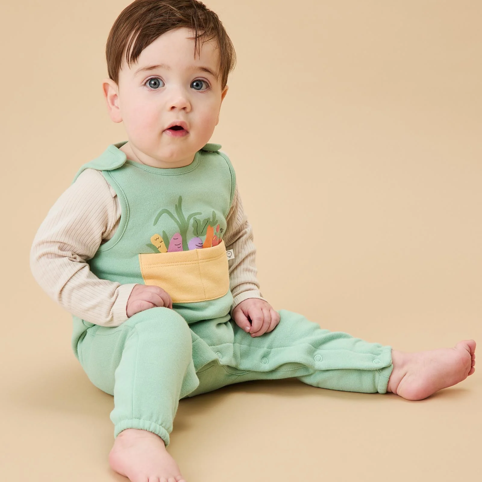 Veg Patch Dungarees & Ribbed Bodysuit Outfit