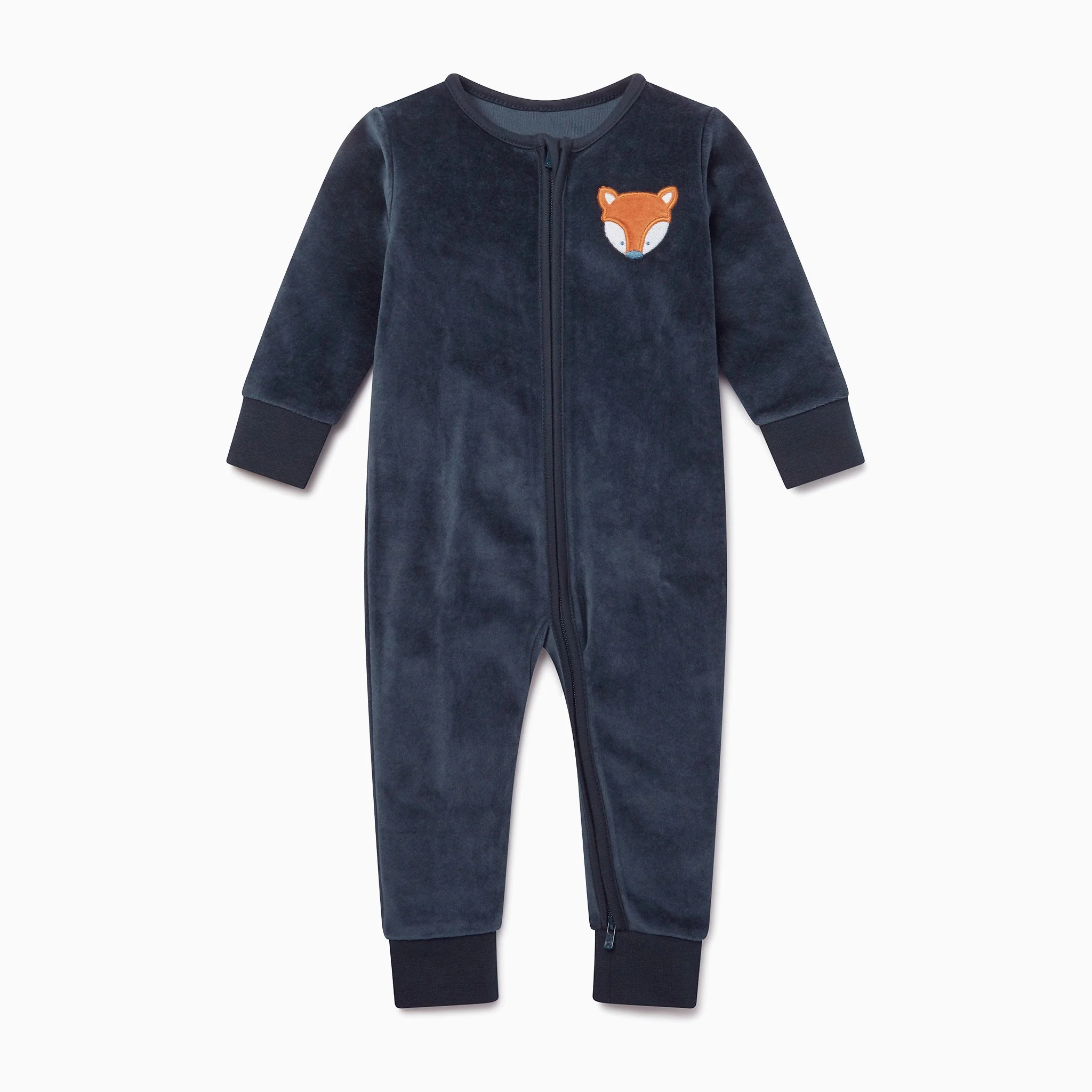 Velour Fox Clever Zip Sleepsuit - Image 3