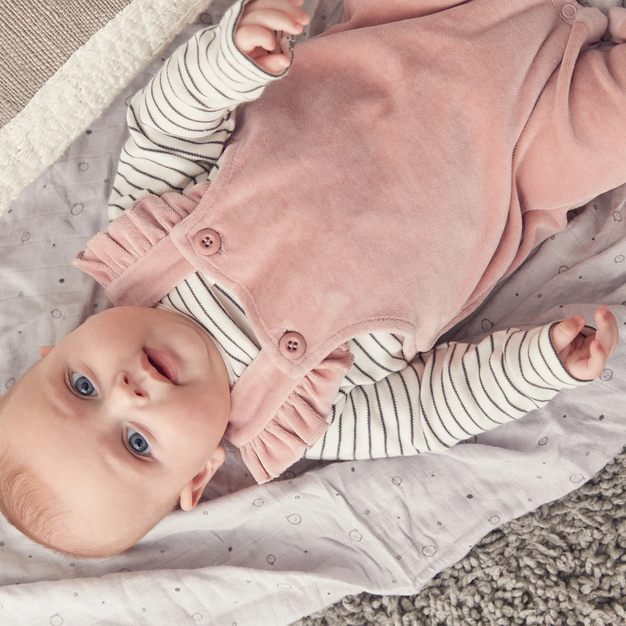Velour Frill Blush Dungarees & Bodysuit Outfit - Image 3