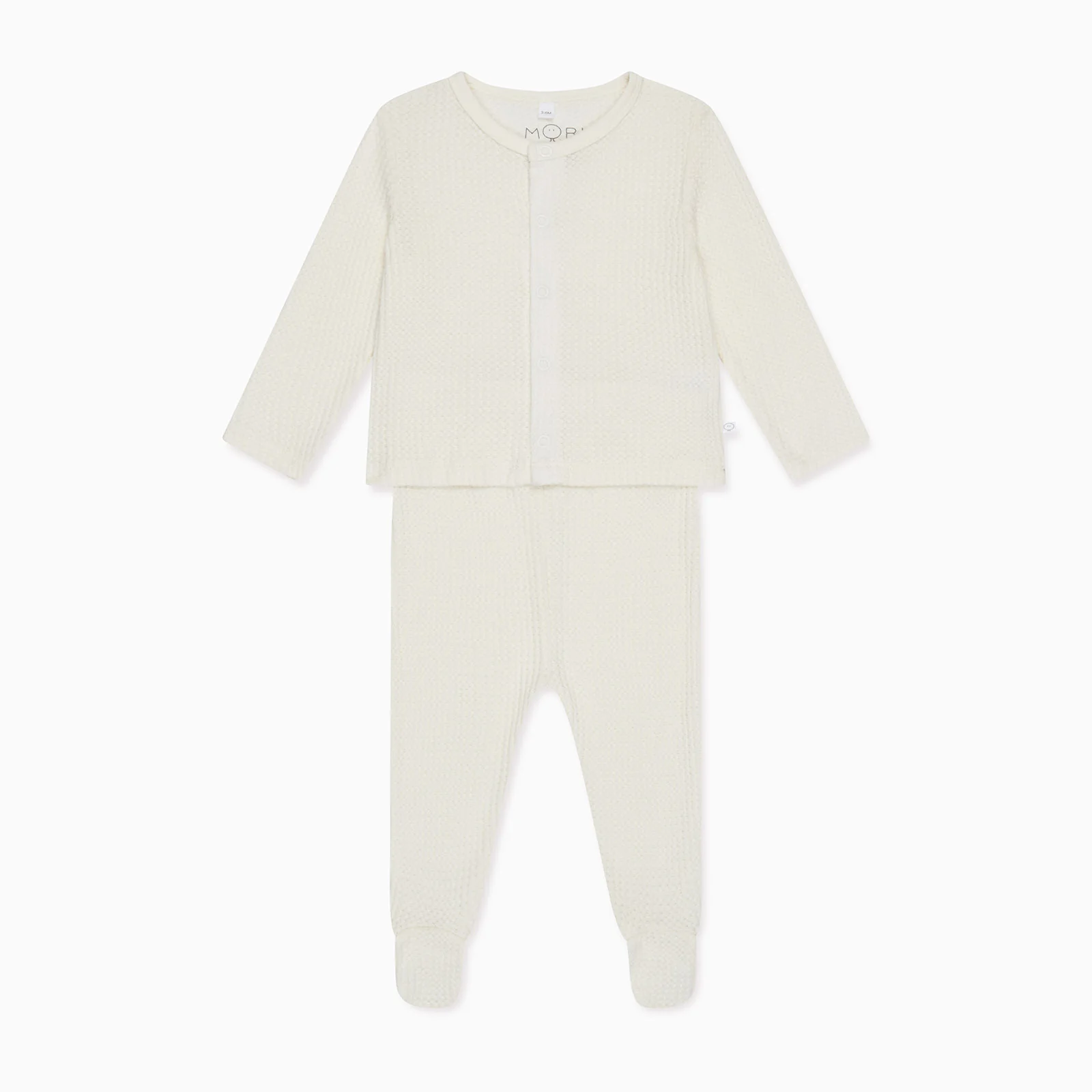 Waffle Cardigan & Footed Leggings Outfit - Image 2