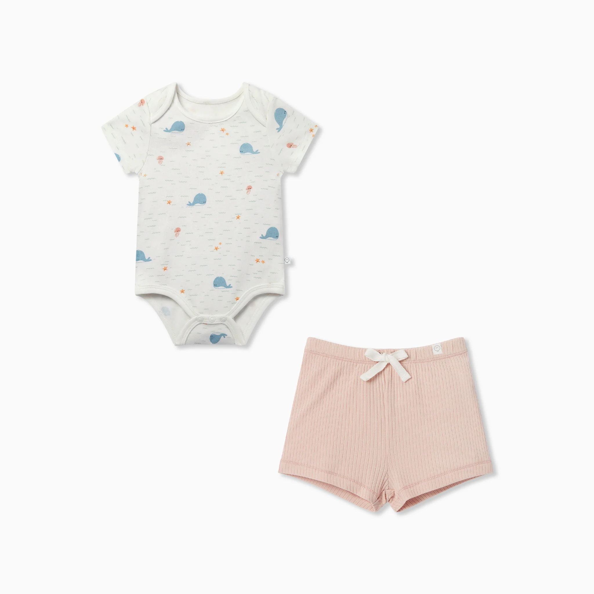 Whale Short Sleeve Bodysuit & Ribbed Shorts Outfit - Image 3