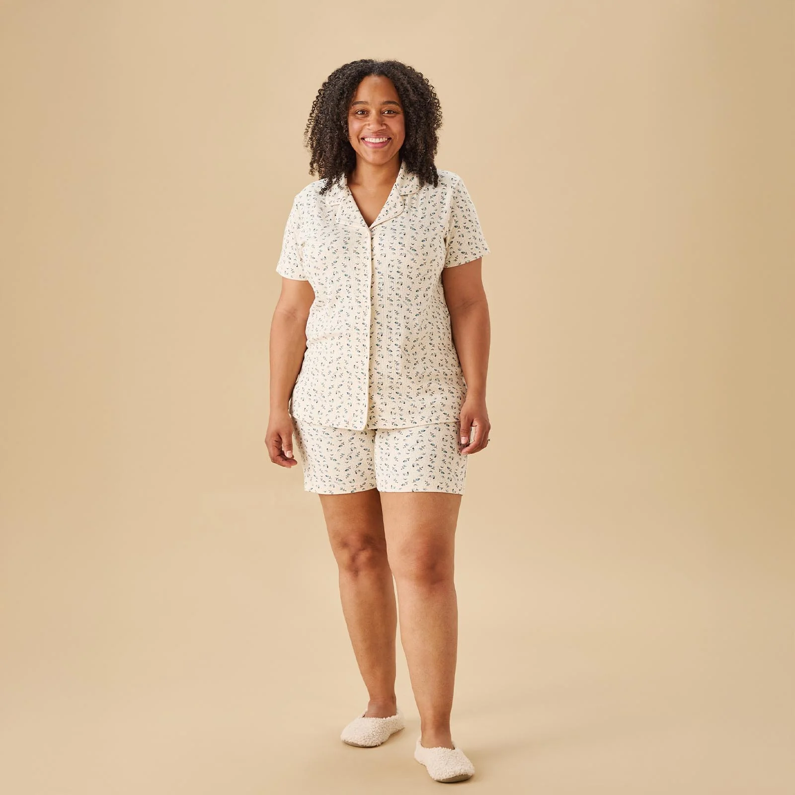 Women's Floral Ribbed Short Pyjamas - Image 2