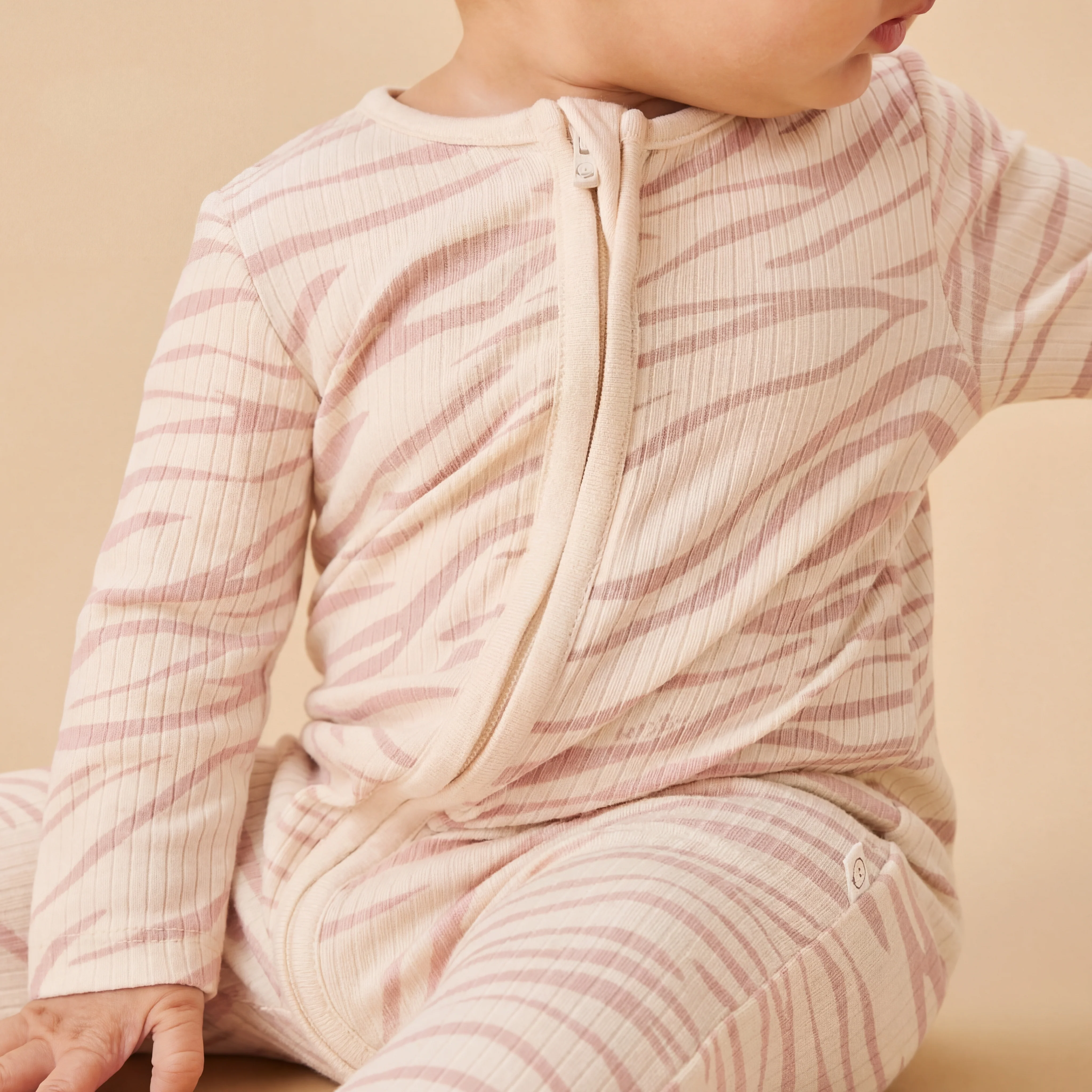 Zebra Sands Ribbed Clever Zip Sleepsuit