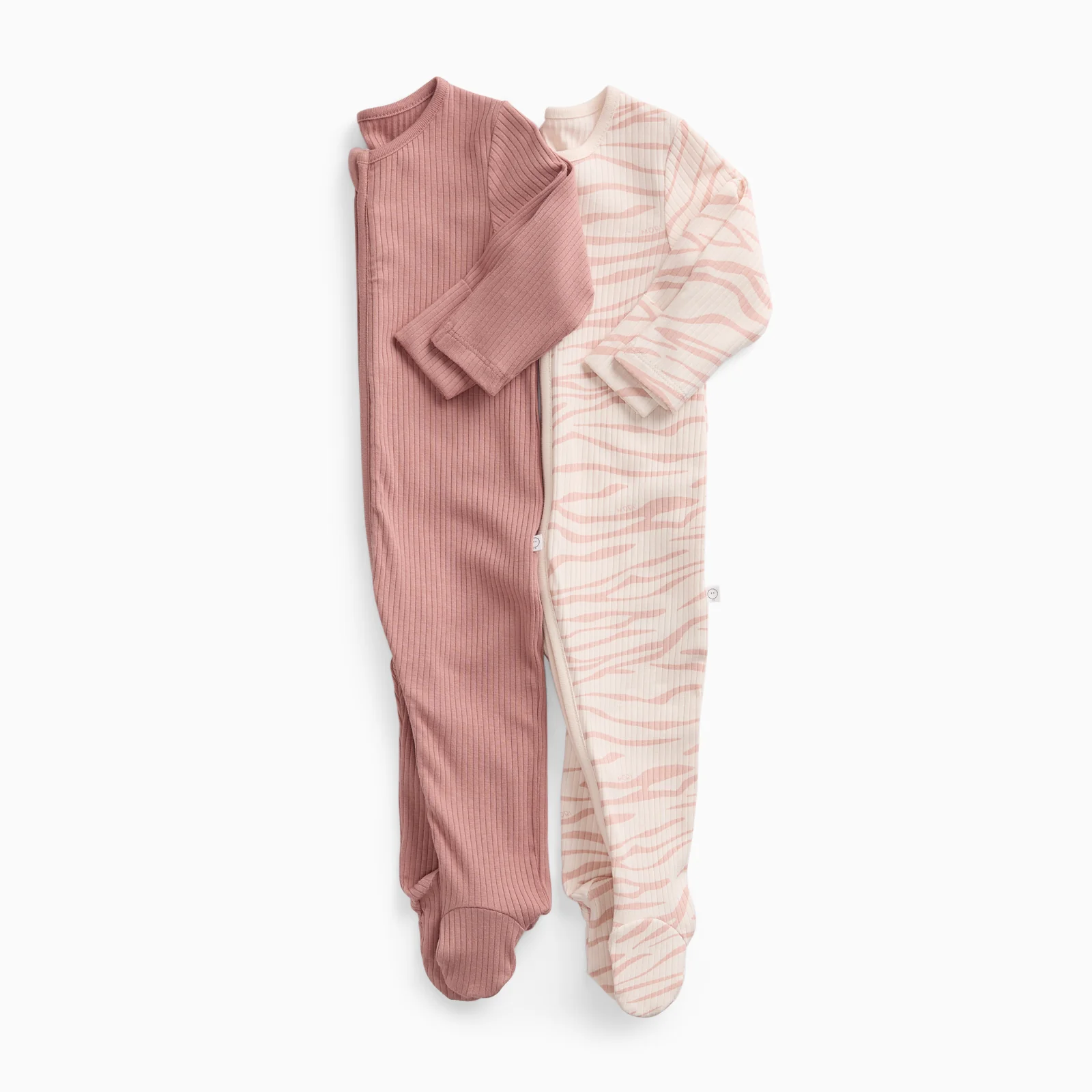 Zebra Sands Ribbed Clever Zip Sleepsuit 2 Pack