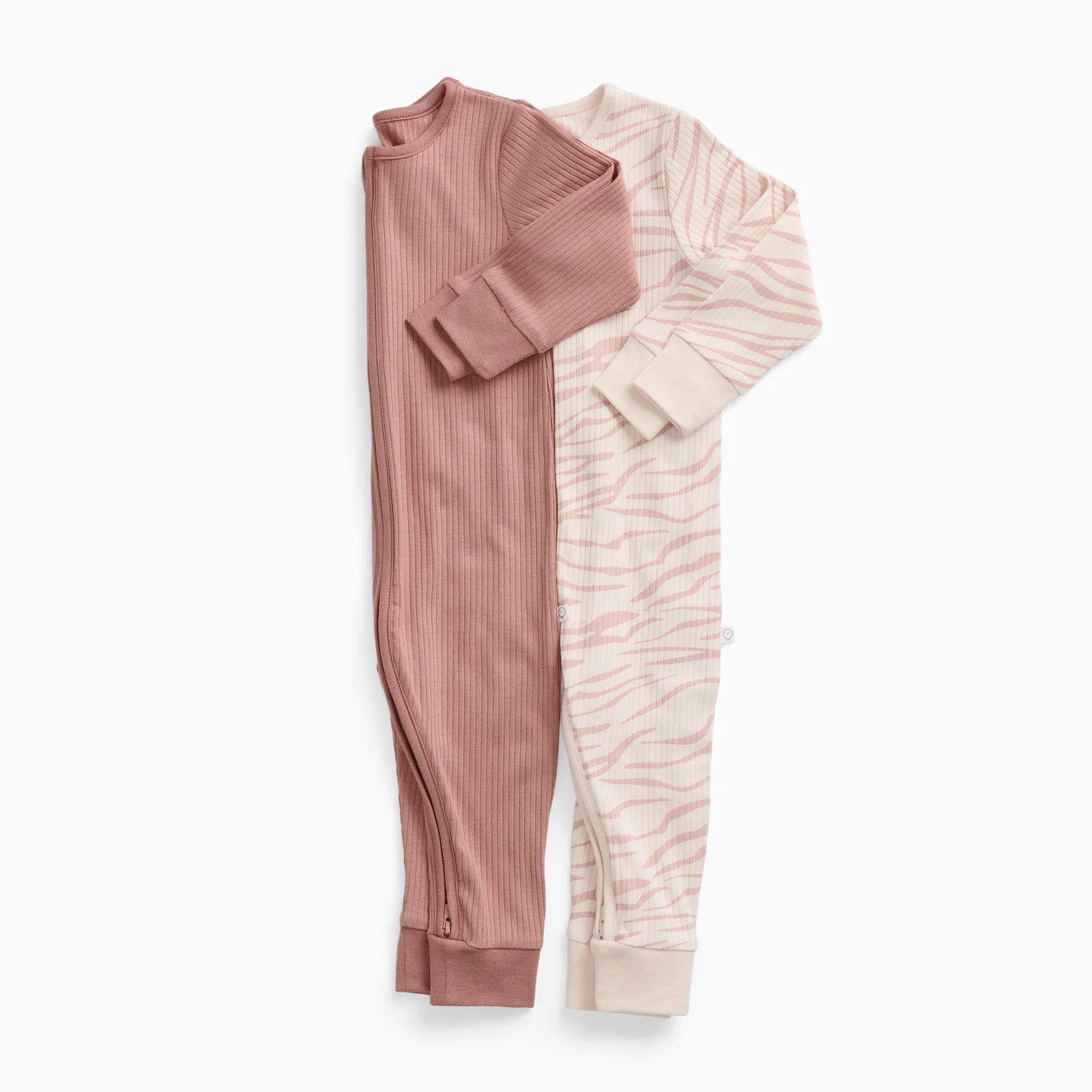 Zebra Sands Ribbed Clever Zip Sleepsuit 2 Pack - Image 3