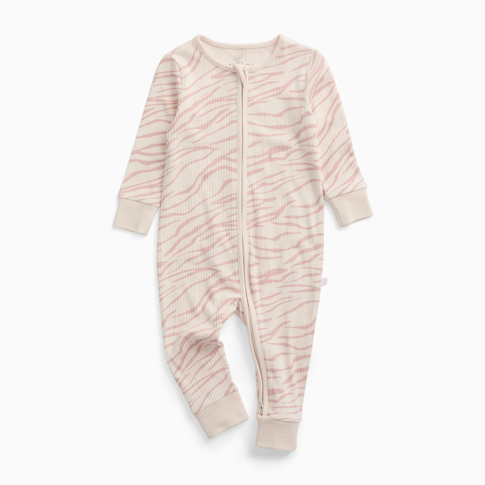 Zebra Sands Ribbed Clever Zip Sleepsuit - Image 3
