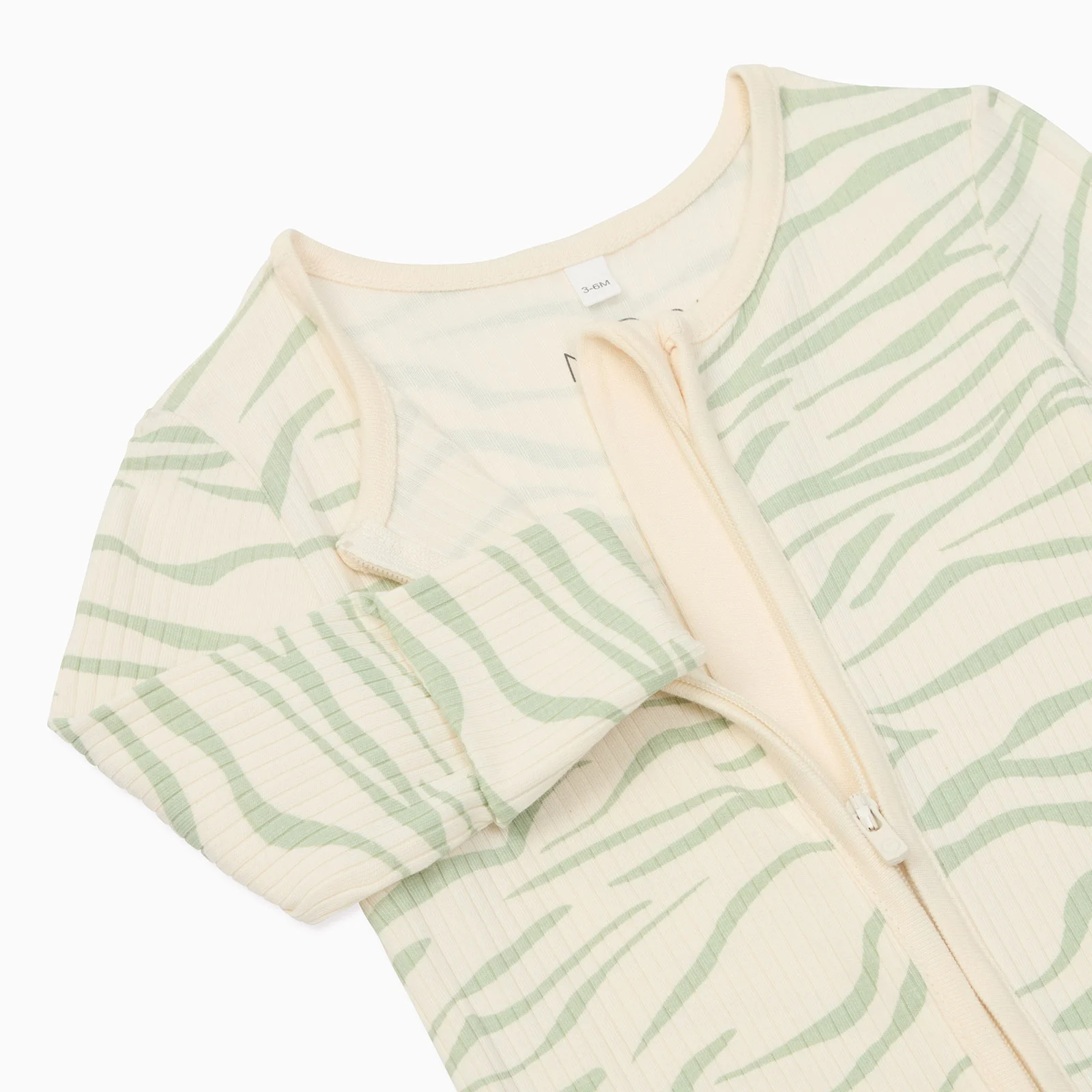 Zebra Stripe Ribbed Clever Zip Sleepsuit - Image 5